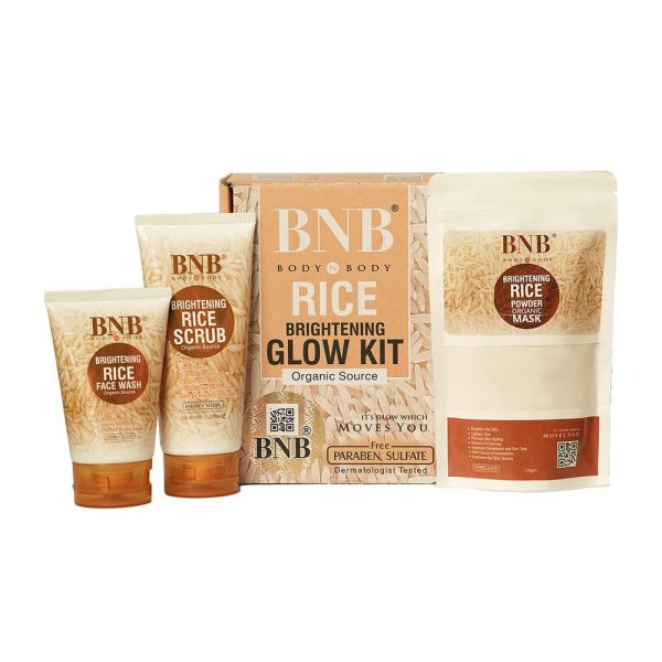 Bnb-rice Whitening And Glowing Facial Kit Face Wash, Scrub & Mask