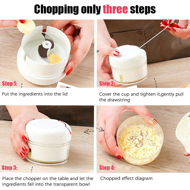 Mini Powerful Meat Grinder Hand-power Food Chopper Mincer Mixer Blender Chop Meat Fruit Vegetable Nuts Shredder