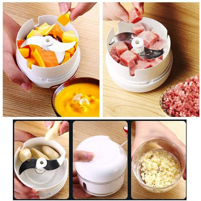 Mini Powerful Meat Grinder Hand-power Food Chopper Mincer Mixer Blender Chop Meat Fruit Vegetable Nuts Shredder